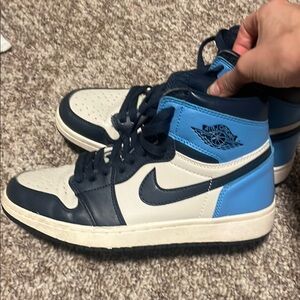 Nike Air Jordan High-Tops in Light Blue and Cream